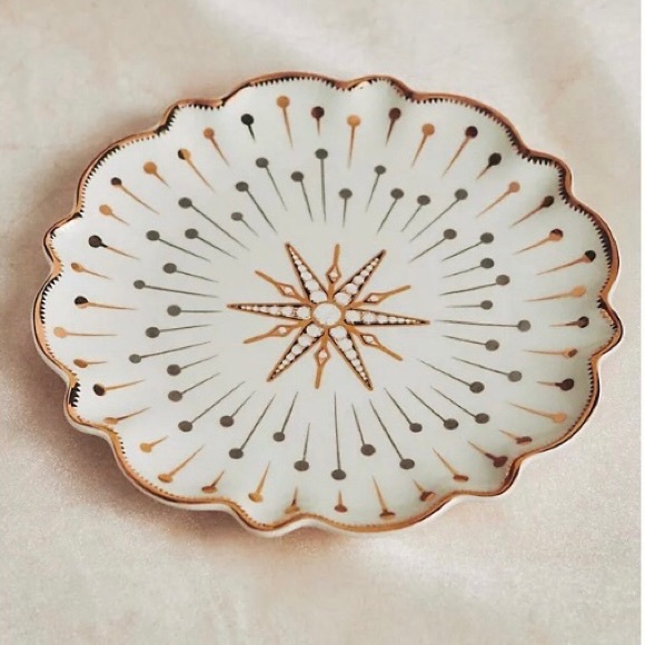 Anthropologie Catherine Martin 24K Gold Decaled Glazed Plate New In Box - Picture 1 of 8